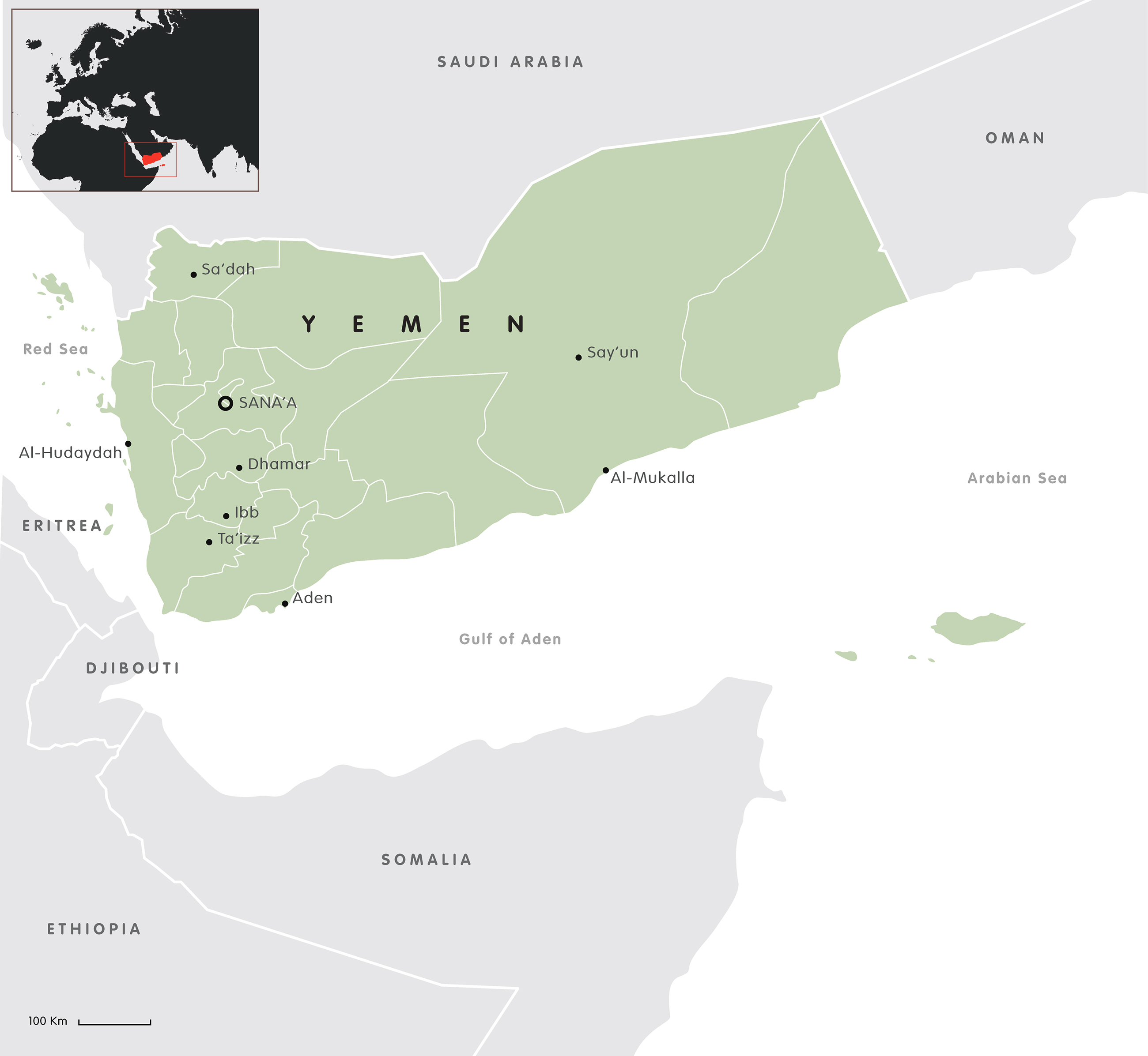 Mappa dello Yemen. Credits to: European Council on Foreign Relations.