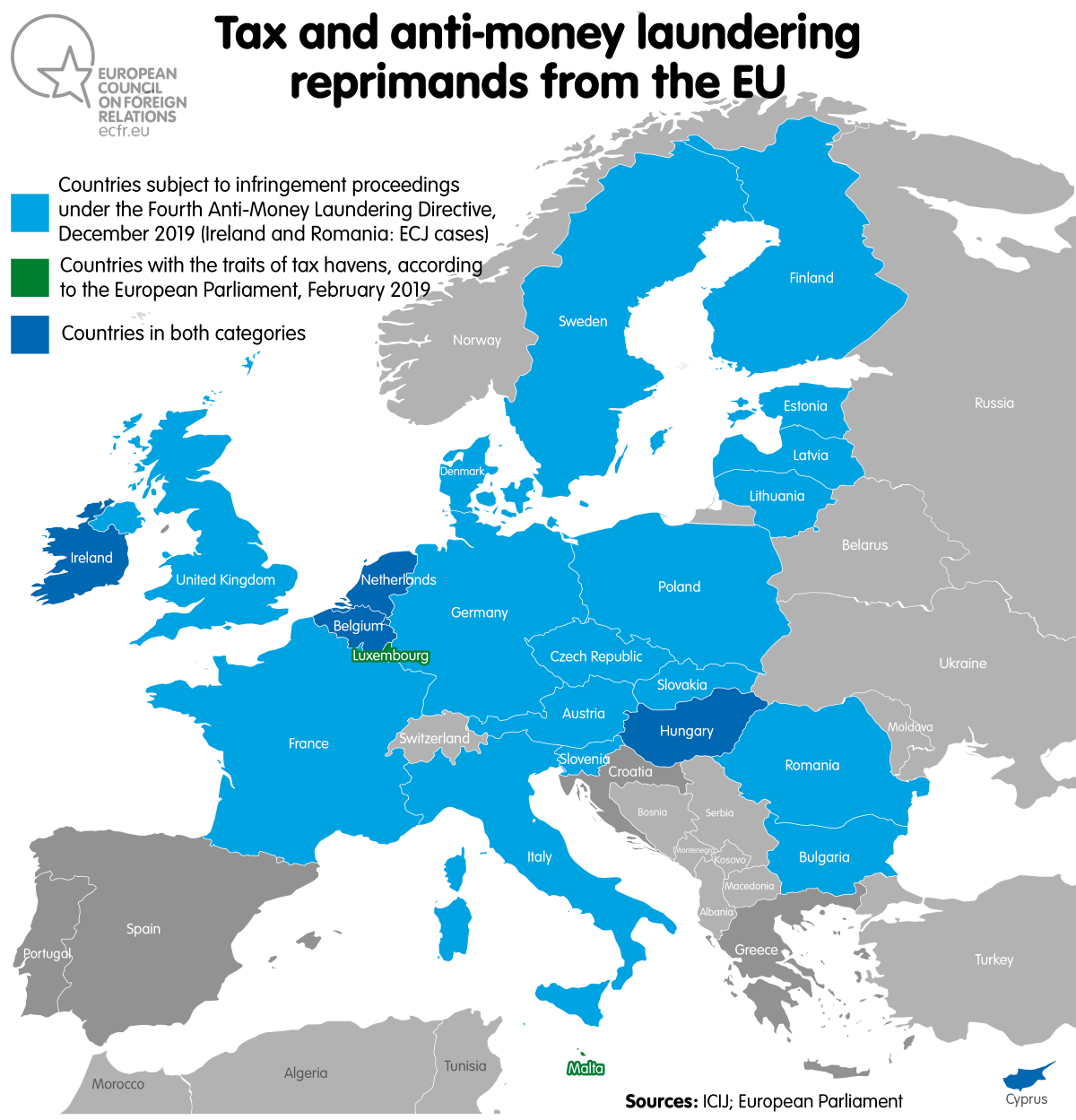 Map: Tax and anti-money laundering reprimands from the EU
